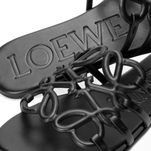LOEWE Petal Anagram slide in soft calfskin black