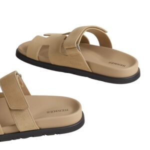 Hermes Chypre Sandal Beige Suede