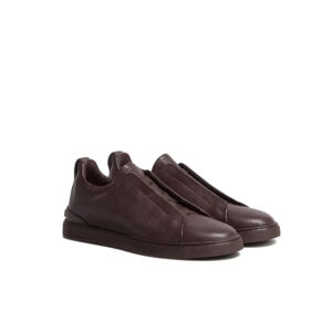 Zegna Suede Triple Stitch Sneakers Brown