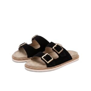 BRUNELLO CUCINELLI Suede Double-Strap Sandals Black