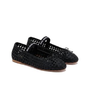 Miu Miu Crochet Ballet Flats – Black