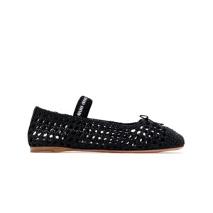 Miu Miu Crochet Ballet Flats – Black
