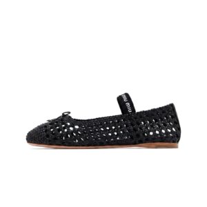 Miu Miu Crochet Ballet Flats – Black