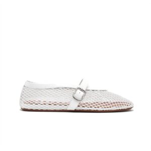 Alaïa Fishnet Mary Jane Ballet Flats – White