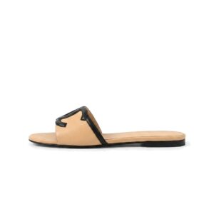 CHANEL CC Logo Flat Slides – Beige & Black