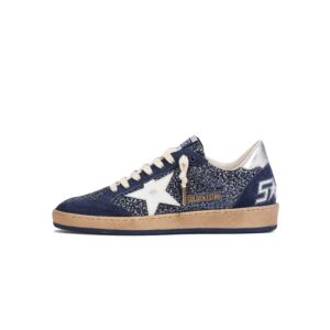 Golden Goose Ball Star in Blue with leather star and metallic leather heel tab