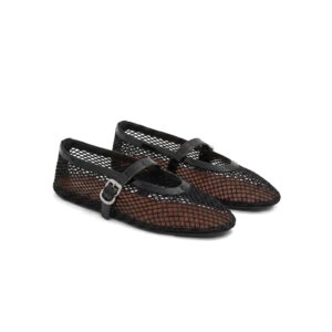Alaïa Fishnet Mary Jane Ballet Flats – Black