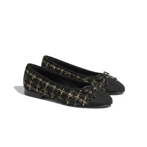 Chanel Classic Ballerinas – Black & Gold Tweed