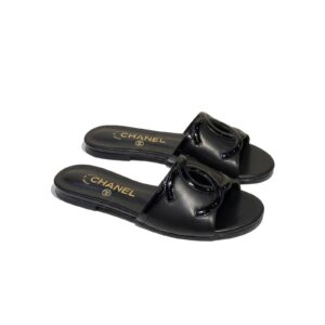 Chanel CC Logo Flat Mules – Black