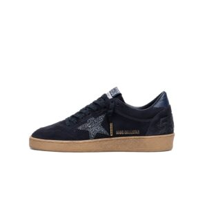 Golden Goose Super-Star in blue suede with silver glitter star and leather heel tab