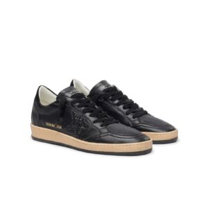 Golden Goose Ball Star in black nappa with black glitter star and suede heel tab