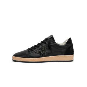 Golden Goose Ball Star in black nappa with black glitter star and suede heel tab