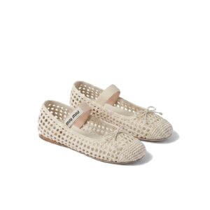 Miu Miu Crochet Ballet Flats – Ivory