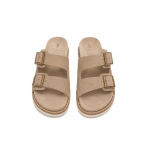Brunello Cucinelli Suede Double-Buckle Sandals